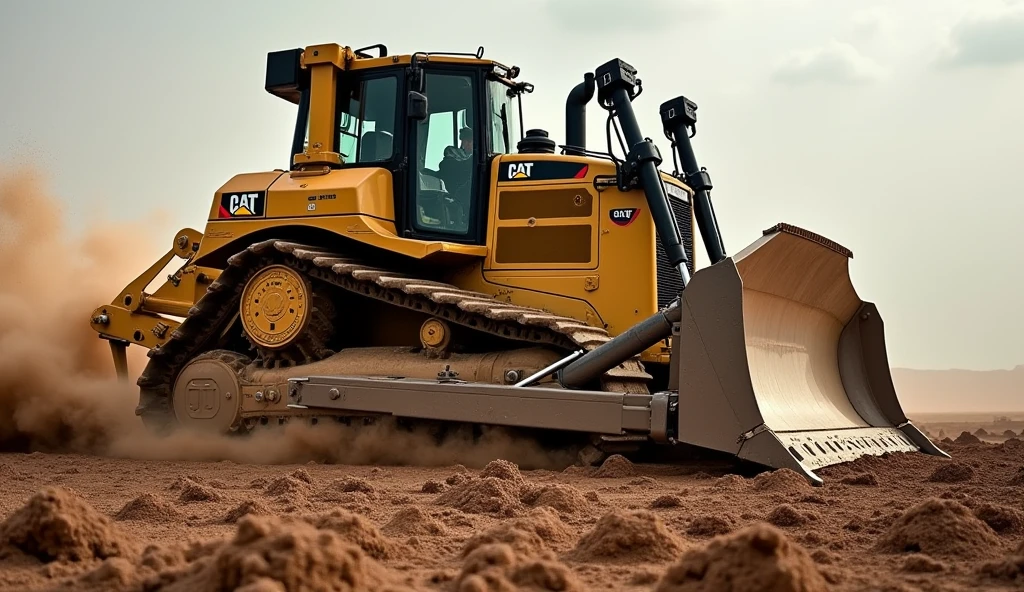 Bulldozer caterpillar front left side view side view working mati ko Khush karte hue