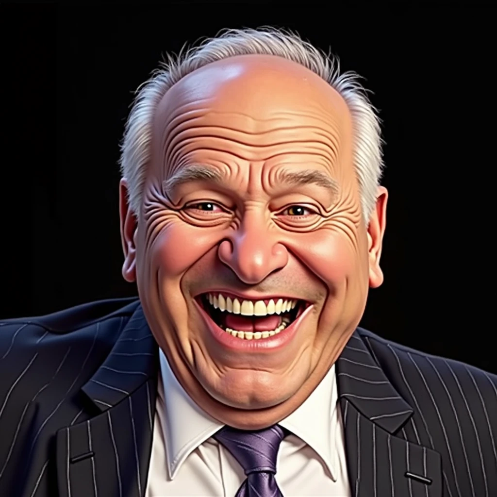 a bald 60 year old man with a perfectly round face, white hair, laughing joyfully, exaggerated features, humorous expression, colorful 2D lineart graffiti caricature, flat lighting, endearing, Tim Walz, Democrat