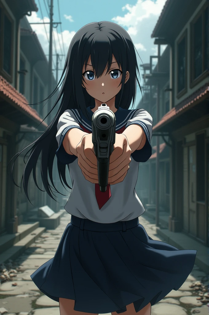 Hinata holding gun