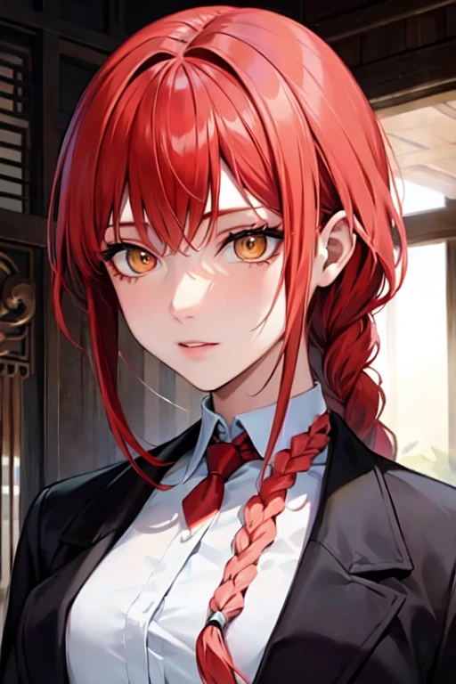 (Highest quality)、(Highest quality)、hand、Expressionless、Strong redhead、suit、Braiding、