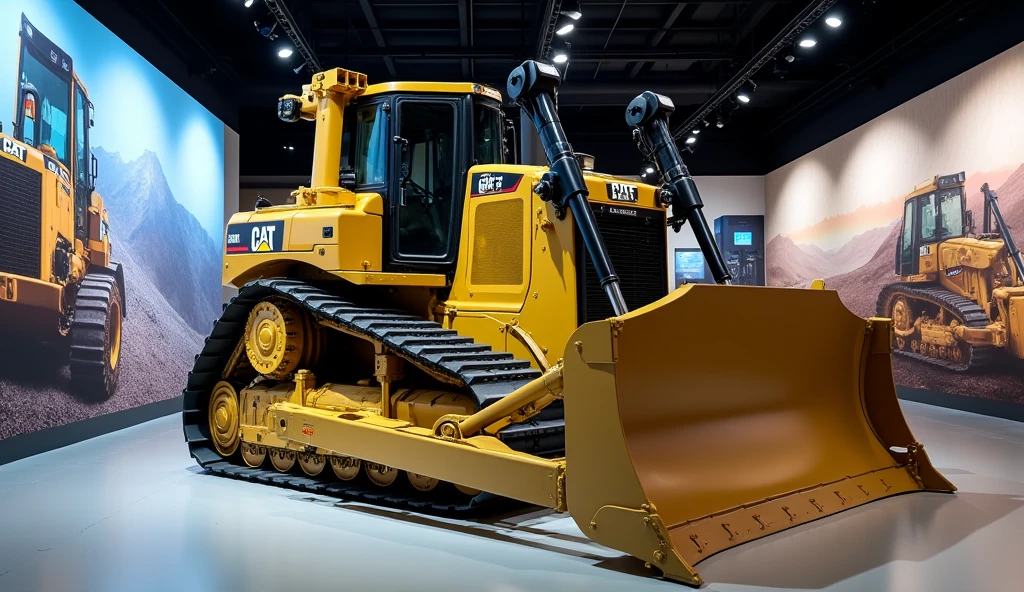 Bulldozer caterpillar front left front view s brand showroom ke andar beautiful picture