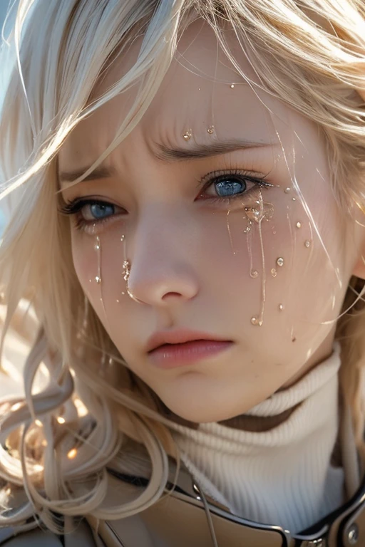 Blonde beauty, cry, sadly, in trouble, shout, moisten the eyes
, tear up , close eyes tightly, despair, suffering, pain