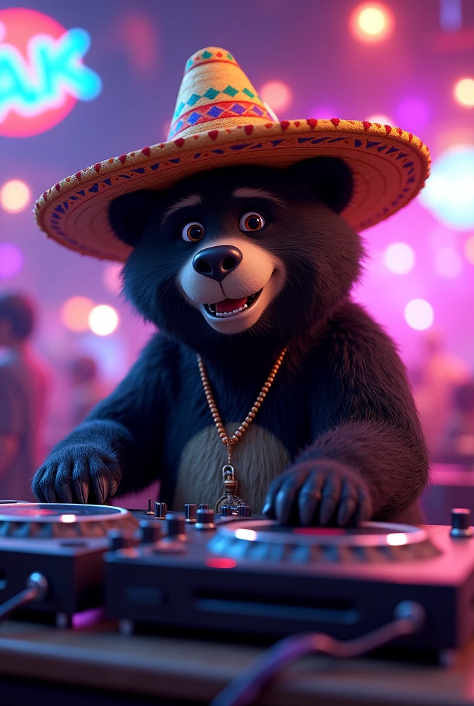 DISNEY PIXAR DJ BLACK BEAR WITH CACHUCHA WITH THE NAME OF BRAD  