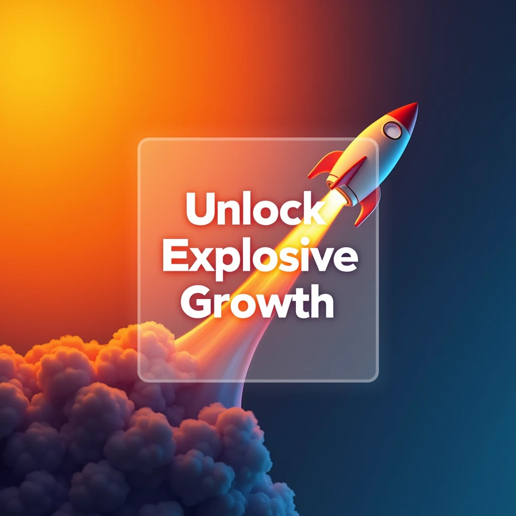 A Youtube thumbnail with the text "Unlock Explosive Growth: How Client Success Teams Drive Revenue In 2024". The background is a gradient of orange and blue. There's a rocket ship exploding out of the orange section. The text is in white and is placed on a transparent square. The overall design is modern and eye-catching.