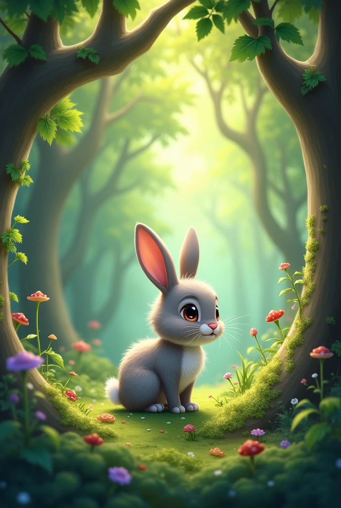 Make a forest with a
cute rabbit