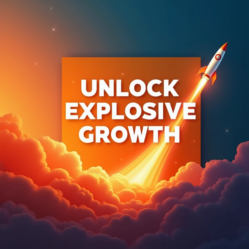 A Youtube thumbnail with the text "Unlock Explosive Growth: How Client Success Teams Drive Revenue In 2024". The background is a gradient of orange and blue. There's a rocket ship exploding out of the orange section. The text is in white and is placed on a transparent square. The overall design is modern and eye-catching.