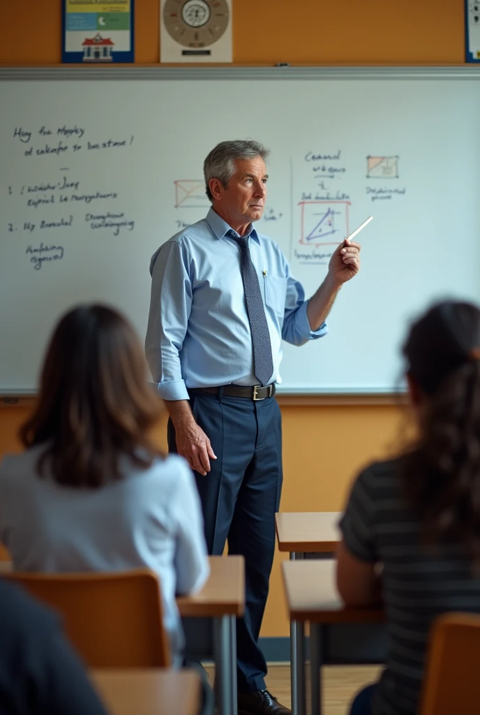 Teacher teaching on white board