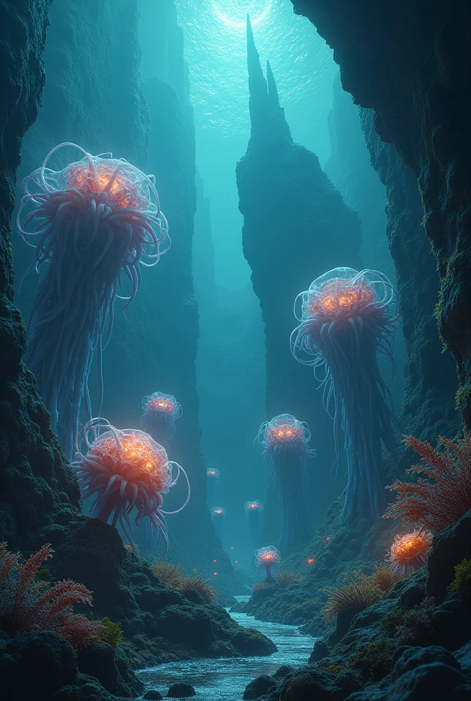 Bizzare World of deep sea Title realistic 3D