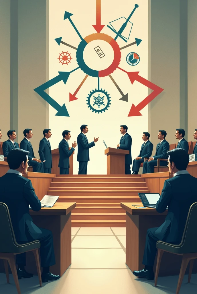 In communication, Rationalism is applied in the development of logical arguments and in the coherent structure of messages. For example, academic essays, Persuasive speeches and debates are based on rationalist principles, where logical consistency and argumentative clarity are valued. Create an image from this information