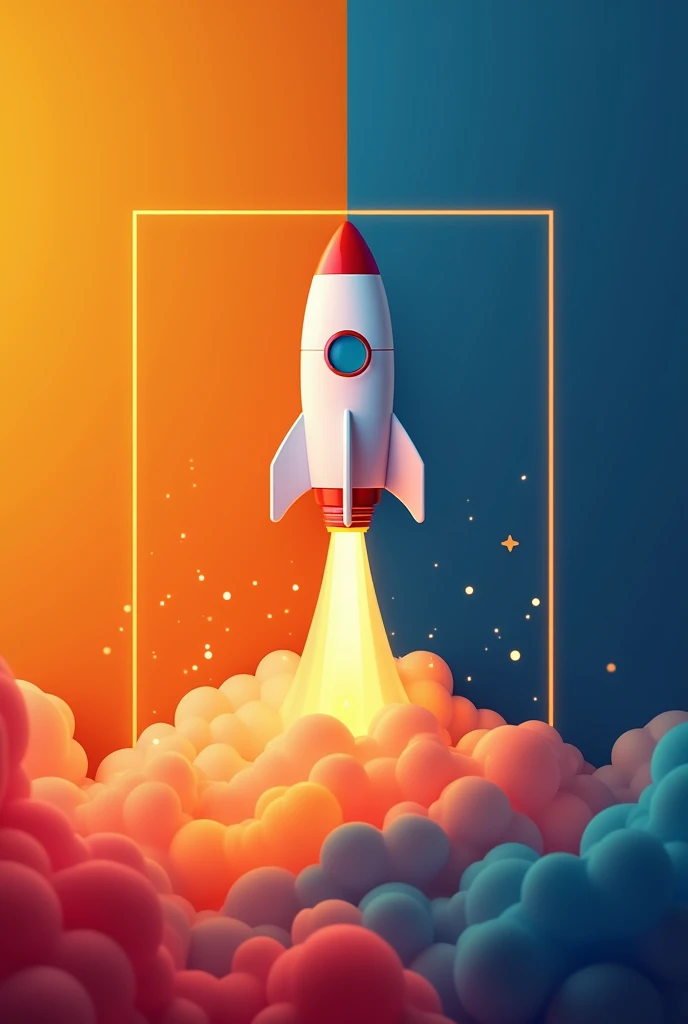 A Youtube thumbnail with the text "Unlock Explosive Growth: How Client Success Teams Drive Revenue In 2024". The background is a gradient of orange and blue. There's a rocket ship exploding out of the orange section. The text is in white and is placed on a transparent square. The overall design is modern and eye-catching.