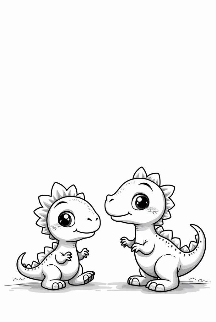 Baby Dinosaur Coloring Pages, In black and white