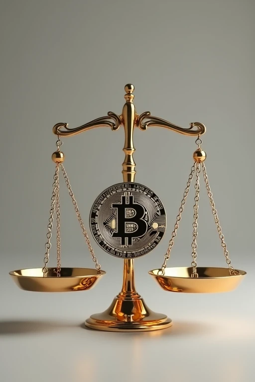 A balance scale with 'inflation' on one side and 'growth' on the other. In the middle, place a Bitcoin symbol acting as the fulcrum. Use gold and silver colors for a financial feel.