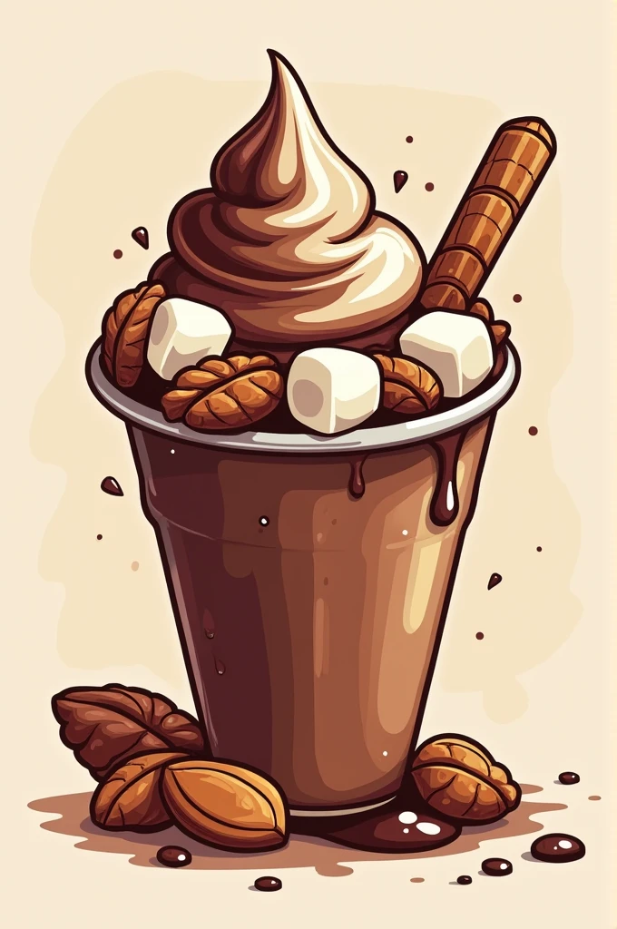 Create me a logo for my chocolate drink "Rocky Road" with Ice cream design on it