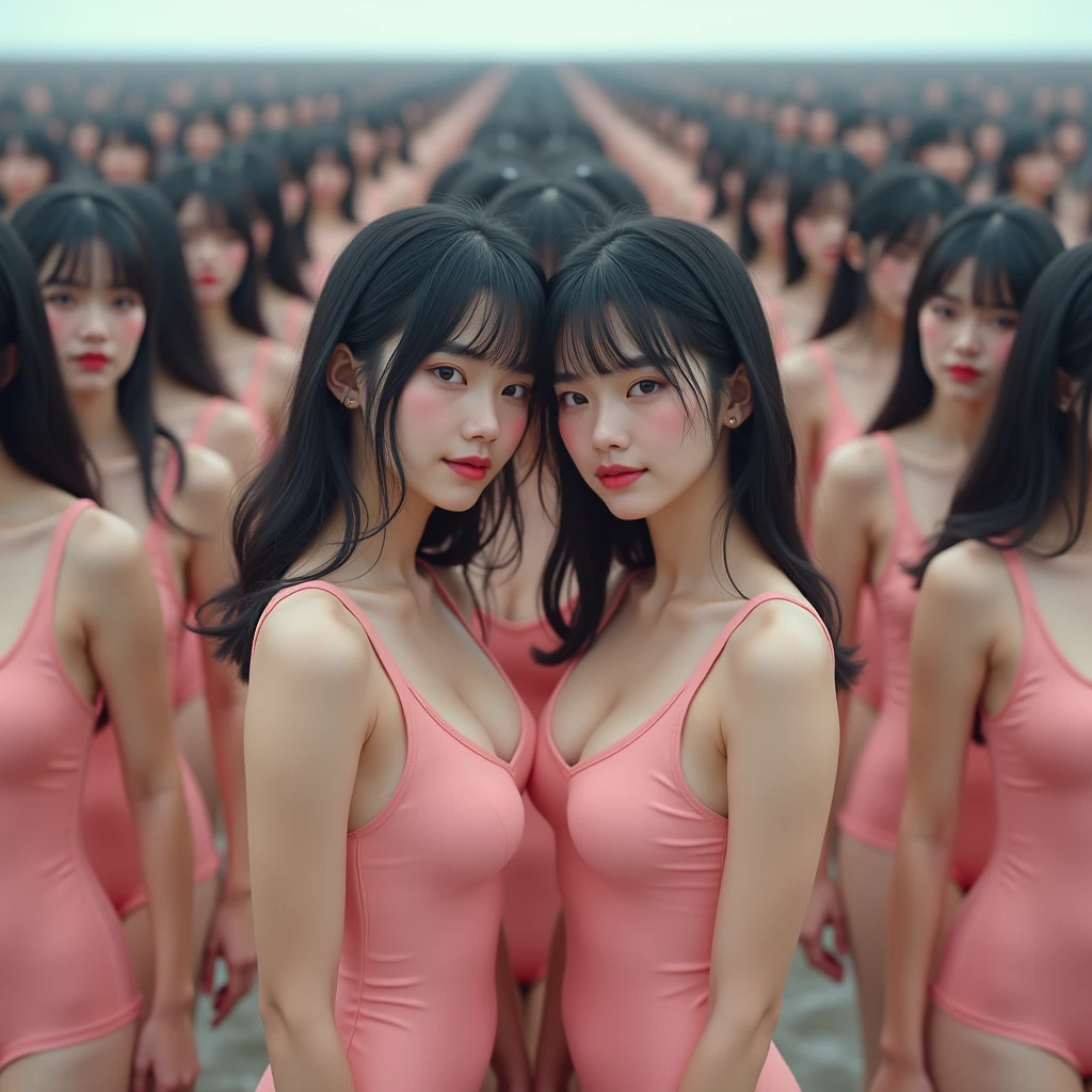 (((((Japanese Clone-girls=Myself))))), (((Super Best masterpiece Clone-girls Raw Photography Art))), (((16K, Highest quality, Ultra-high resolution, RAW Photos))), (((It&#39;s so unrealistic., With unparalleled depiction, With an unfathomable sight, An unprecedented and shocking worldview, Clone-girls: In a world of mass reproduction, Ultra-realistic))), (((Japanese Girls, Sasaki Nozomi, 28yo, Small face, Thick black hair, Medium to long hair, Dark Eyes, Mature face, Cute Smile, Smiling face, A gentle gaze, (((Very happy laughter)))))), (((Very beautiful detailed girls, Accurate body structure, Accurate body movements, Very detailed body, (((Super big breasts, Large bulge of ample breasts)))))), (((Pink swimsuit, Cleavage Emphasis, Emphasise the fullness of your breasts))), ((((((((Very detailed, Myself cloning, Depiction of splitting oneself, 1Myself girl→1,000,000,000,000,000,000,000,000,000,000Myself cloning girls)))))))), (((((((Myself clone-girlsから, Myself keeps multiplying, (Very detailed and intricate, To the exact, Flawless, (((In the same female body,With the same face, With the same hairstyle, In the same clothes, At the same height, 同じSuper big breastsである))), In a detailed depiction), 1,000,000,000,000,000,000,000,000,000,000 people))))))), (((((Myself girls only))))), (((((1,000,000,000,000,000,000,000,000,000,000Myself girls))))), (((((Very detailed depiction, Multiple or more Myselves, Physical contact, Pleasant conversation, Holding hands, Hug, walk, Turn around, Shift your gaze))))), (((Very detailed, Extremely crowded, Body-to-body contact with no gaps))), (Bright and soft light), (((((Clear and accurate perspective depiction, super wide view, Ultra-wide field of view, Focus on the average value of the image))))), A crowd of Myself filling up the horizon, Everyone is sexy!!!!, I want to touch each other, I want to have sex with everyone, I want to put my boobs together, Everyone is me, so it&#39;s okay to touch them, A large group of people gather from all directions and have sex!!!!!, Touch your body a lot, Licking each other, I want to hug multiple people, I want to see lots of scenes where multiple people are touching each other.