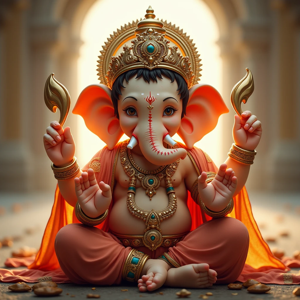 Bal Ganesh cinematic poster with plan background