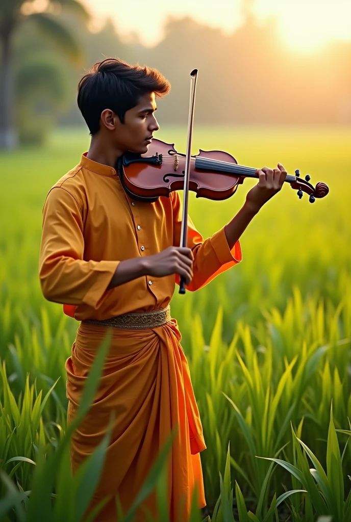 ഒരു കേരള യുവാവ് പാടത്ത് വയലിൻ വയ്ക്കുന്നു