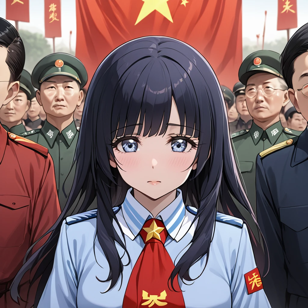 ((Highest quality)), ((masterpiece)), (detailed), （Perfect Face）、The woman is Aoki Reika, has medium-long hair, and is a follower of the Chinese Communist Party.、The woman gave up her Japanese identity, pledged loyalty to China, dedicated her body and soul to the Chinese Communist Party, and vowed to live as a Chinese person. Her oath was accepted by a Chinese Communist Party official, and she became the wife of a Chinese Communist Party official, becoming a Chinese citizen.