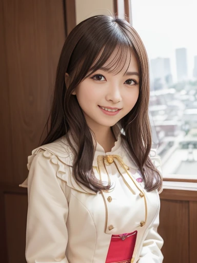 Japanese female, (underweight), (medium bust best quality:1.5), 30 years old, (cheerful grin:1.3),
(palace), riding horse, wavy hair, (cream dress), dutch angle shot, ((extreme wide shot))