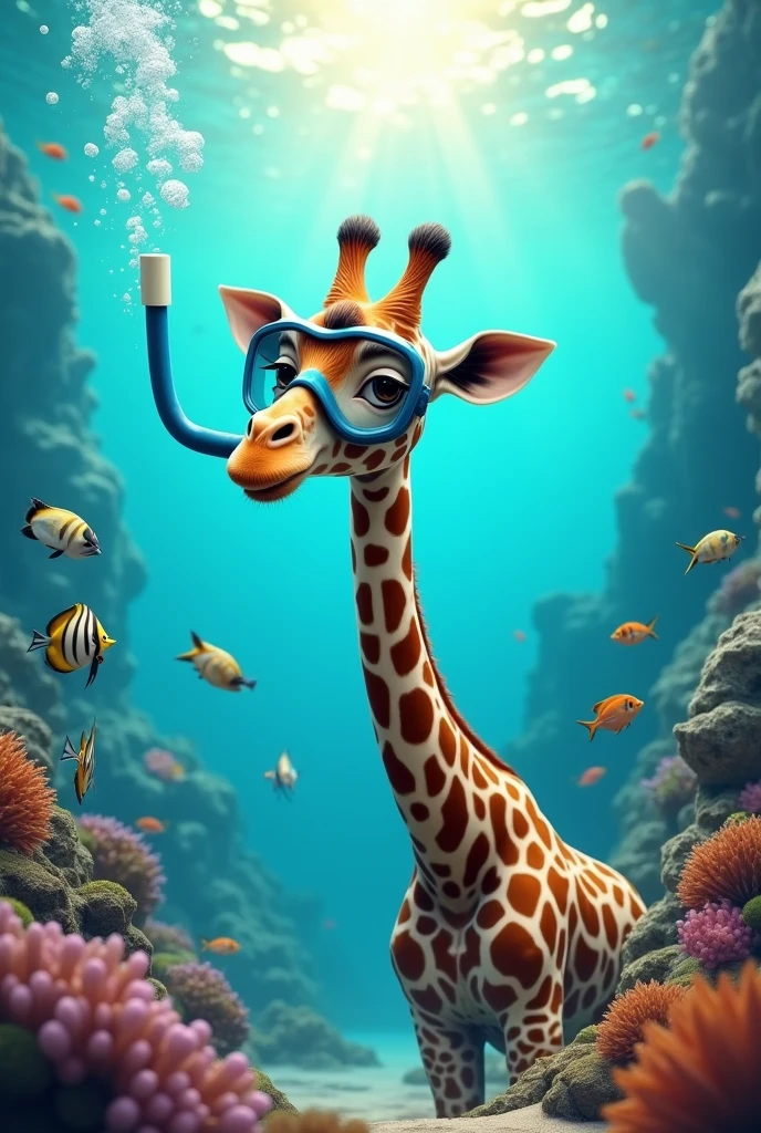 Giraffe with snorkel