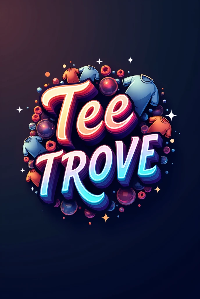 Creat a 3d logo for my store .the store name will be TeE TrovE and the text colour is aesthetic loke and the background of the logo is related to the T-shirt store that attracts the buyers