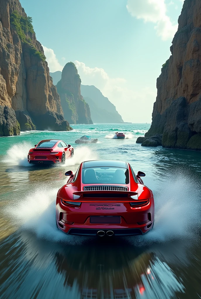 Porche cars drifting in a ram setu