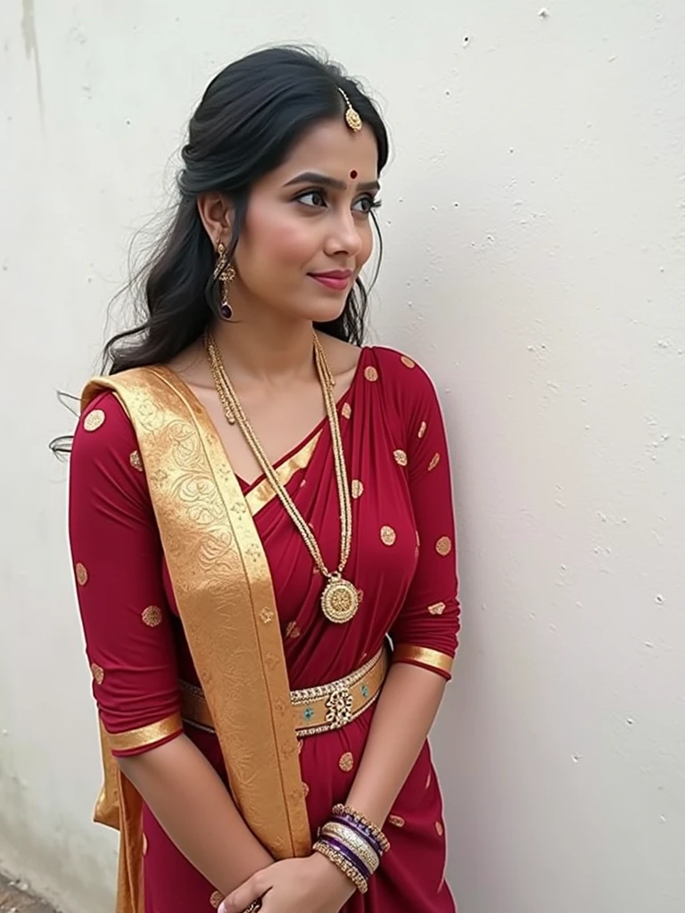 Foto RAW, photorealistic, photography, full body shot, master shot, goddess like beauty, perfect thick chubby mallu Desi aunty bhabhi, Wearing a Stanapatta, a chest-band.Saree model, model Photography, Indian saree shoot, Indian traditional wear advertising photography, traditional wear brand shoot, face of Indian actress Sonakshi Sinha, masterpiece, realistic, realism, incredible details, sensual pleasure, photorealism, detailed skin, skin pores, high contrast, photorealistic Artstation 8k HD digital art trend of high definition and detailed realistic skin texture, ultra detail, realistic skin texture, armature, best quality, ultra high definition, (photorealistic:1.4),, high resolution, detail, raw photo, Re sharp, by Lee Jefferies Nikon D850 Film Stock Photo 4 Kodak Portra 400 Camera F1.6 Lens Rich Color Ultra Real Realistic Realistic Textures Dramatic Lighting Unreal Engine Trending at Art Station Cinestill 800,(pele altamente detalhada: 1.2), 8k UHD, DSLR, soft-lighting, alta qualidade, grain of film, Fujifilm XT3,she didn't like to wear blouse or bra, she is happy to wear only saree, she hates blouse or bra,