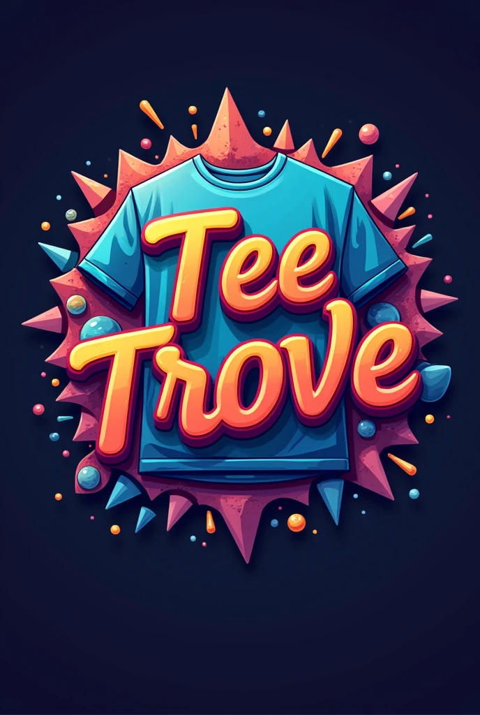 Creat a 3d logo for my store .the store name will be TeE TrovE and the text colour is aesthetic loke and the background of the logo is related to the T-shirt store that attracts the buyers 