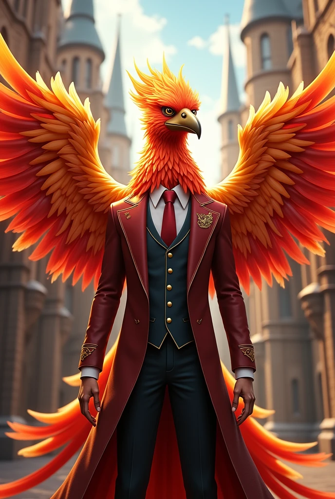 A phoenix wearing the Regal Academy uniform as the Regal Academy mascot