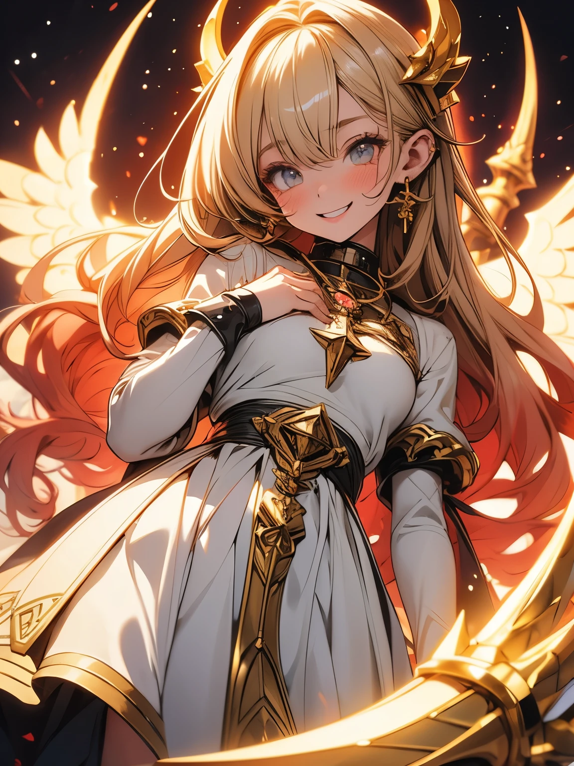Cute fantasy anime girl, holding long heavy spire