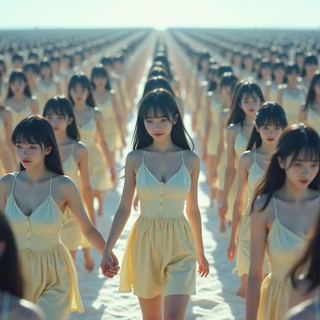 (((((Japanese Clone-girls=Myself))))), (((Super Best masterpiece Clone-girls Raw Photography Art))), (((16K, Highest quality, Ultra-high resolution, RAW Photos))), (((It's so unrealistic., With unparalleled depiction, With an unfathomable sight, An unprecedented and shocking worldview, Clone-girls: In a world of mass reproduction, Ultra-realistic))), (((Japanese Girls, Sasaki Nozomi, 28yo, Small face, Thick black hair, Medium to long hair, Dark Eyes, Mature face, Cute Smile, Smiling face, A gentle gaze, (((Very happy laughter)))))), (((Very beautiful detailed girls, Accurate body structure, Accurate body movements, Very detailed body, (((Super big breasts, Large bulge of ample breasts)))))), (((Pink swimsuit, Cleavage Emphasis, Emphasise the fullness of your breasts))), ((((((((Very detailed, Myself cloning, Depiction of splitting oneself, 1Myself girl→1,000,000,000,000,000,000,000,000,000,000Myself cloning girls)))))))), (((((((Myself clone-girlsから, Myself keeps multiplying, (Very detailed and intricate, To the exact, Flawless, (((In the same female body,With the same face, With the same hairstyle, In the same clothes, At the same height, 同じSuper big breastsである))), In a detailed depiction), 1,000,000,000,000,000,000,000,000,000,000 people))))))), (((((Myself girls only))))), (((((1,000,000,000,000,000,000,000,000,000,000Myself girls))))), (((((Very detailed depiction, Multiple or more Myselves, Physical contact, Pleasant conversation, Holding hands, Hug, walk, Turn around, Shift your gaze))))), (((Very detailed, Extremely crowded, Body-to-body contact with no gaps))), (Bright and soft light), (((((Clear and accurate perspective depiction, super wide view, Ultra-wide field of view, Focus on the average value of the image))))), A crowd of Myself filling up the horizon, 砂浜をwalkMyselfの群衆, View from the heights