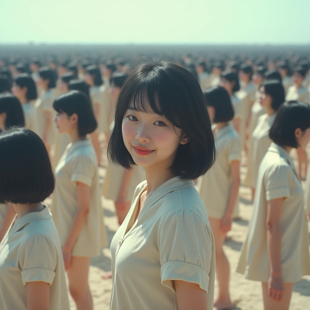 (((((Japanese Clone-girls=Myself))))), (((Super Best masterpiece Clone-girls Raw Photography Art))), (((16K, Highest quality, Ultra-high resolution, RAW Photos))), (((It&#39;s so unrealistic., With unparalleled depiction, With an unfathomable sight, An unprecedented and shocking worldview, Clone-girls: In a world of mass reproduction, Ultra-realistic))), (((Japanese Girls, Sasaki Nozomi, 28yo, Small face, Thick black hair, Medium to long hair, Dark Eyes, Mature face, Cute Smile, Smiling face, A gentle gaze, (((Very happy laughter)))))), (((Very beautiful detailed girls, Accurate body structure, Accurate body movements, Very detailed body, (((Super big breasts, Large bulge of ample breasts)))))), (((Pink swimsuit, Cleavage Emphasis, Emphasise the fullness of your breasts))), ((((((((Very detailed, Myself cloning, Depiction of splitting oneself, 1Myself girl→1,000,000,000,000,000,000,000,000,000,000Myself cloning girls)))))))), (((((((Myself clone-girlsから, Myself keeps multiplying, (Very detailed and intricate, To the exact, Flawless, (((In the same female body,With the same face, With the same hairstyle, In the same clothes, At the same height, 同じSuper big breastsである))), In a detailed depiction), 1,000,000,000,000,000,000,000,000,000,000 people))))))), (((((Myself girls only))))), (((((1,000,000,000,000,000,000,000,000,000,000Myself girls))))), (((((Very detailed depiction, Multiple or more Myselves, Physical contact, Pleasant conversation, Holding hands, Hug, walk, Turn around, Shift your gaze))))), (((Very detailed, Extremely crowded, Body-to-body contact with no gaps))), (Bright and soft light), (((((Clear and accurate perspective depiction, super wide view, Ultra-wide field of view, Focus on the average value of the image))))), A crowd of Myself filling up the horizon, 砂浜をwalkMyselfの群衆, View from the heights