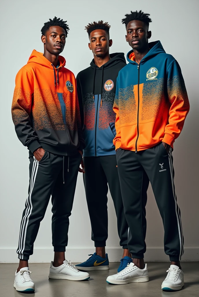 Men's street style football clothing with beautiful designs and the brand name Earth foot ball attached. The picture is just a model of clothing, no people needed.