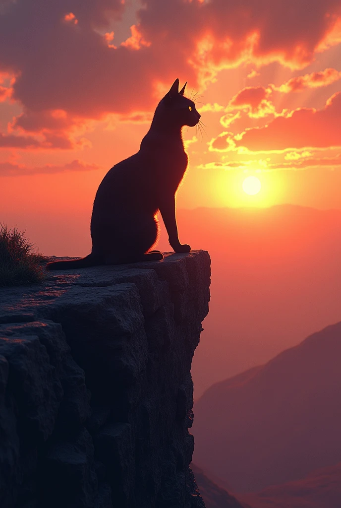 Cat with a sunset view