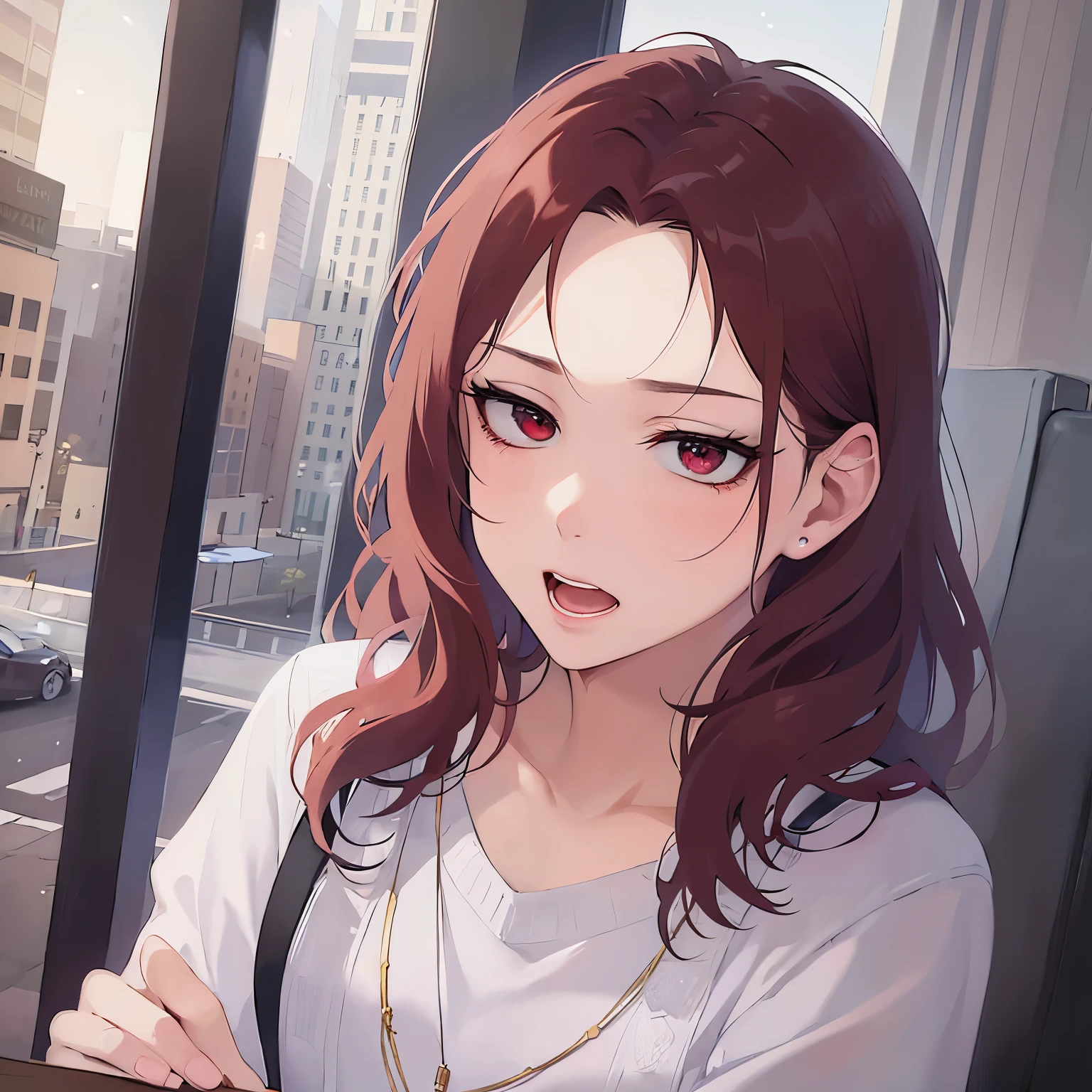 (looking at viewer:1.5)Upper Body, Arms crossed、
Realistic, real person, RAW photo, photorealistic, portrait photography, shiny skin,
2 woman、(Medium Hair) and (red hair) and (red eyes),
Wearing a white T-shirt、
(angry:1.2), open mouth,(park:1.5)、(alone:1.5)
