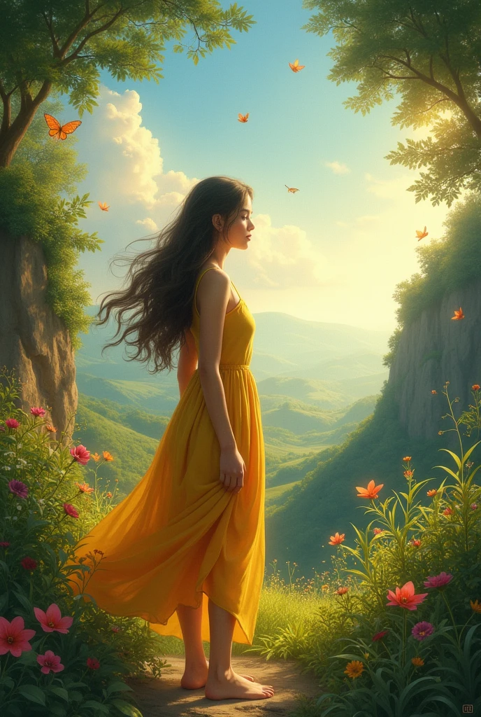 A novel cover with A girl in a new place with a title "A New Place"