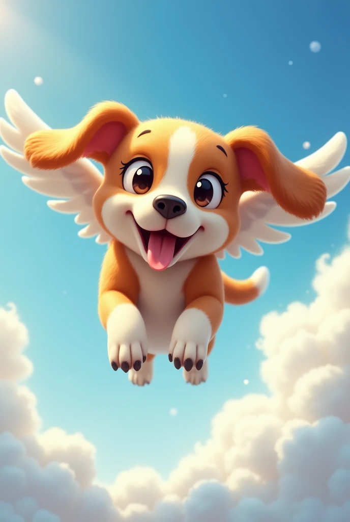 A dog flying with its ears