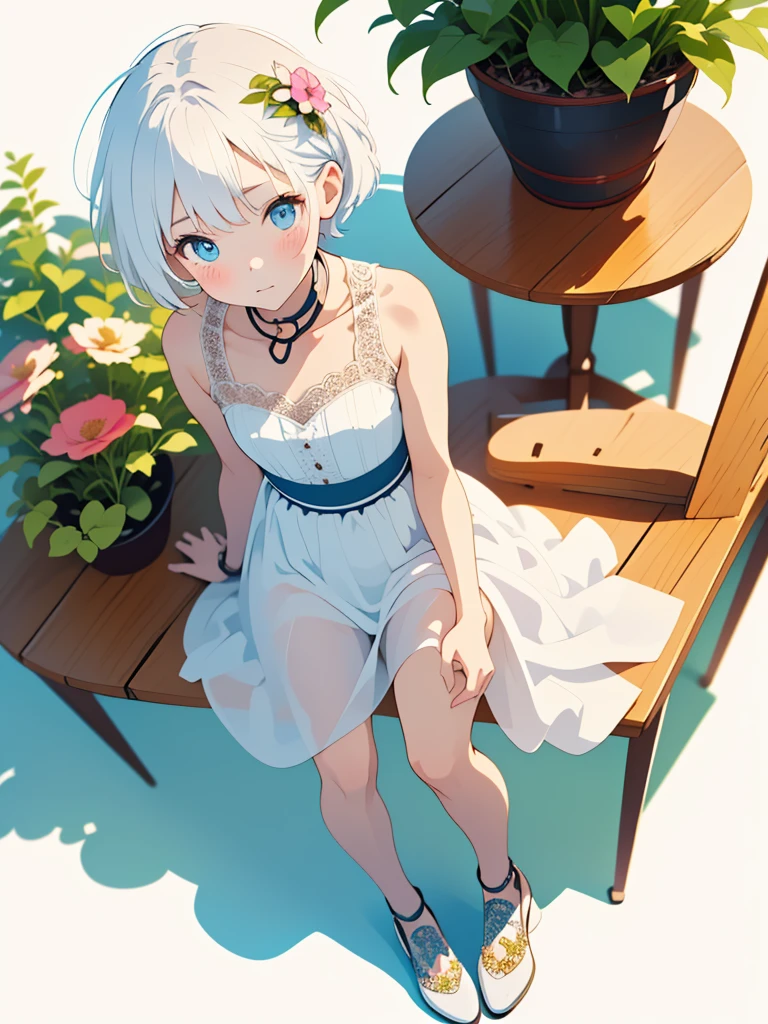 Best Quality, ultra-detailliert, Lolita Fashion, 1 young girl(8ars old),a beauty girl,A smile, Arm in arm, platinum-blonde-hair, in amalfi,flat chest,Perfect limbs,The morning sun shines