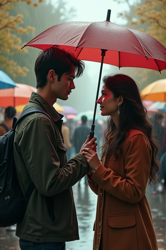 The First Meeting
Story: Arjun and Maya meet at a college festival. It’s a typical rainy day, and Maya is struggling with her umbrella. Arjun, seeing her from a distance, walks over and offers to help. As they talk, they realize they have a lot in common and exchange numbers before parting ways.
