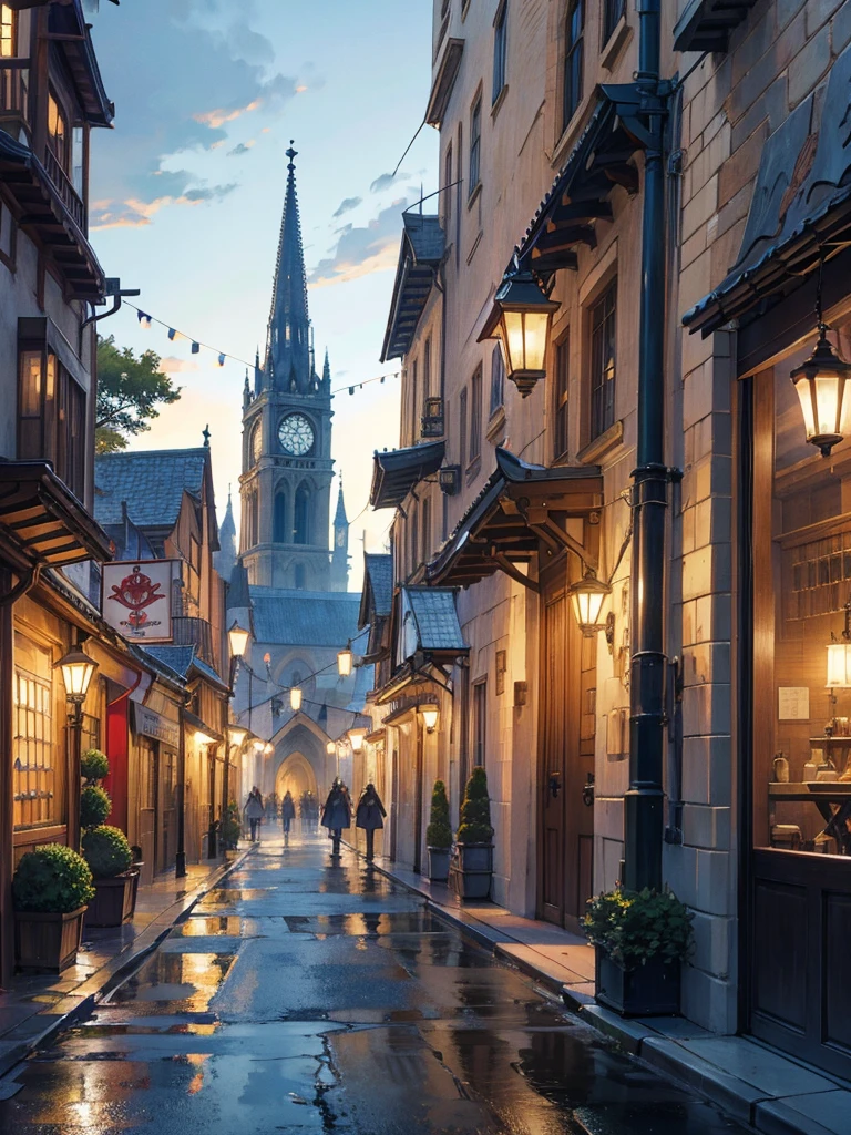 cathedral、Medieval streetscape,Wide Road、The sound of the bell rings out