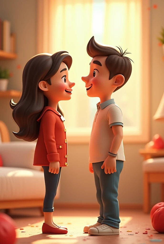 Husband saying on wife ai 3d image cartoon type 