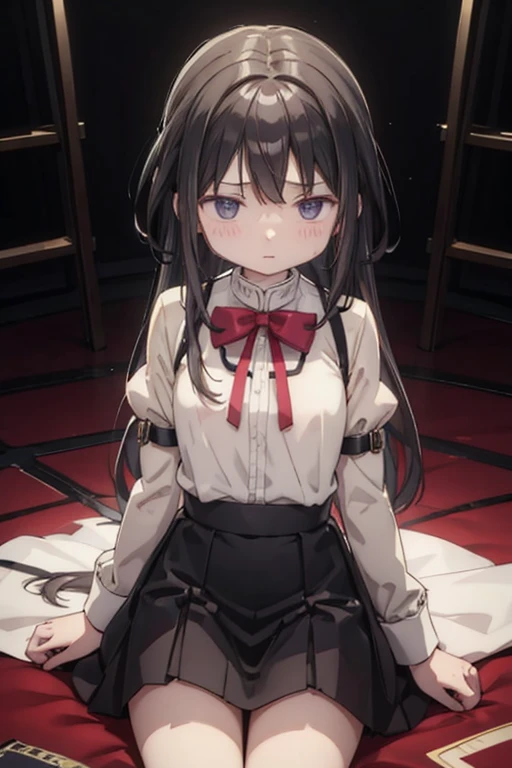 one person&#39;s、Twin Blade、Long Hair、Black Hair、ultra hi resolution picture、Bedroom、Depth of written boundary、Embarrassed and blushing face、homura akemi、Red glasses、In underwear
