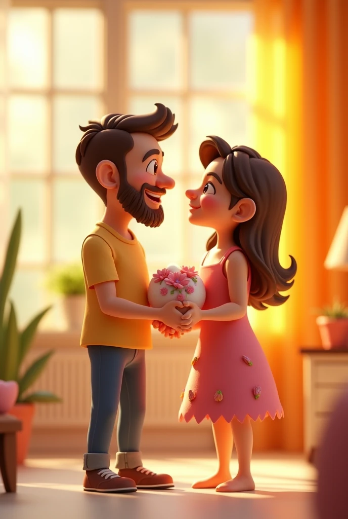 Husband saying on wife ai 3d image cartoon type 