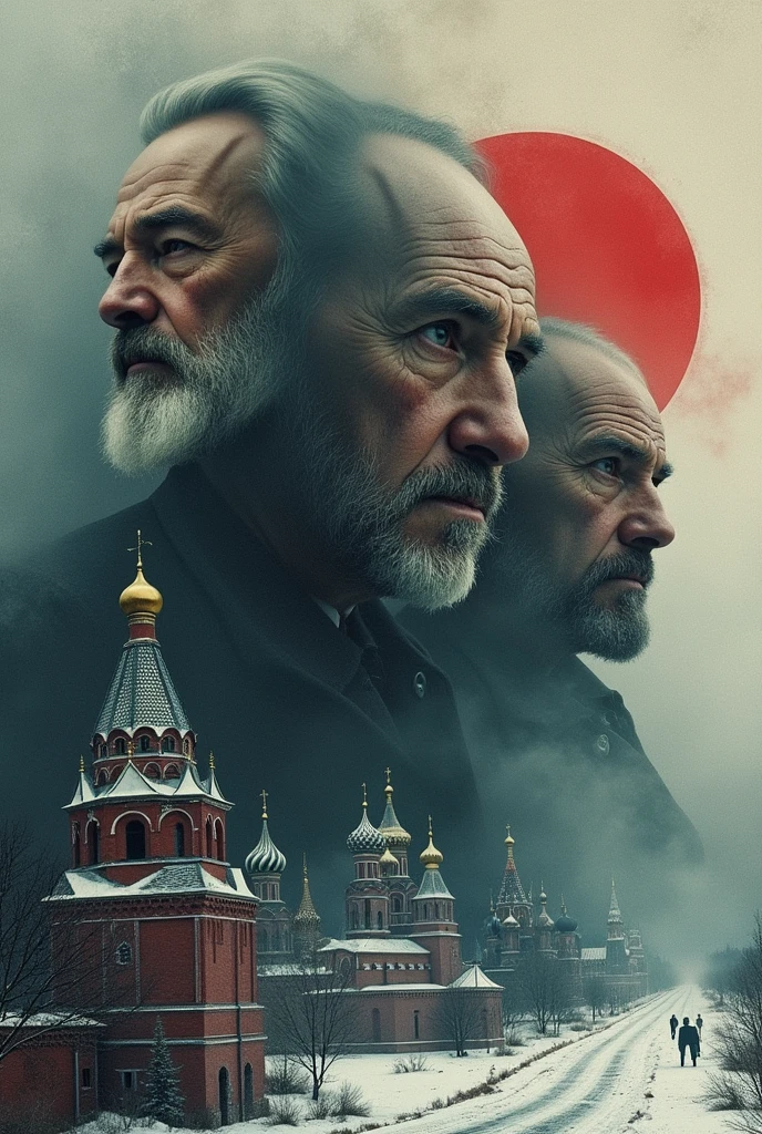 make a picture for the cover of my study booklet, a collage about russia, that has a cold atmosphere of terror with these measures (8,5 x 11 in)
