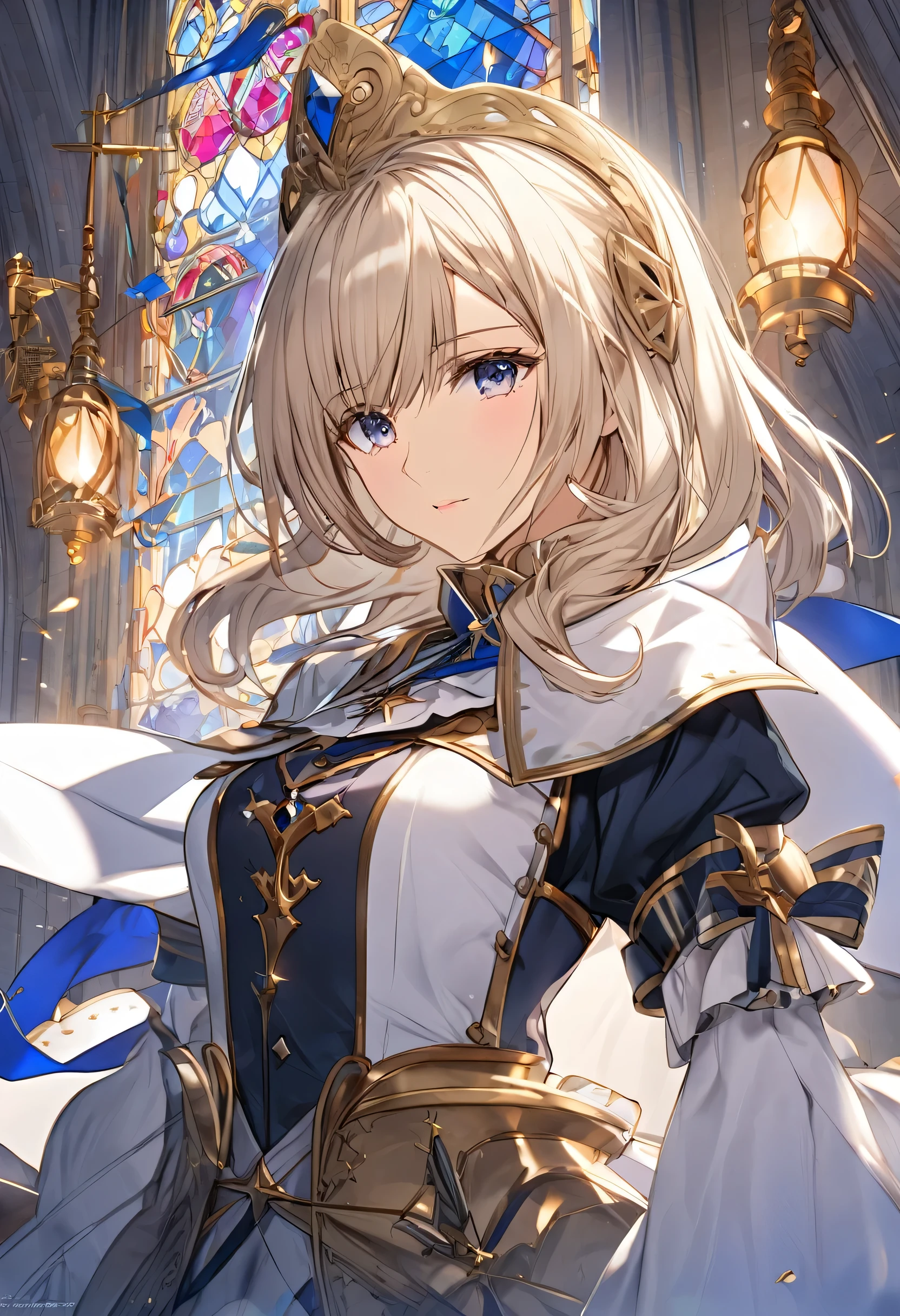 Jeanne d'Arc、Short Bob Hair、Silver Hair、Wedding dress、Use Bouquet Sword