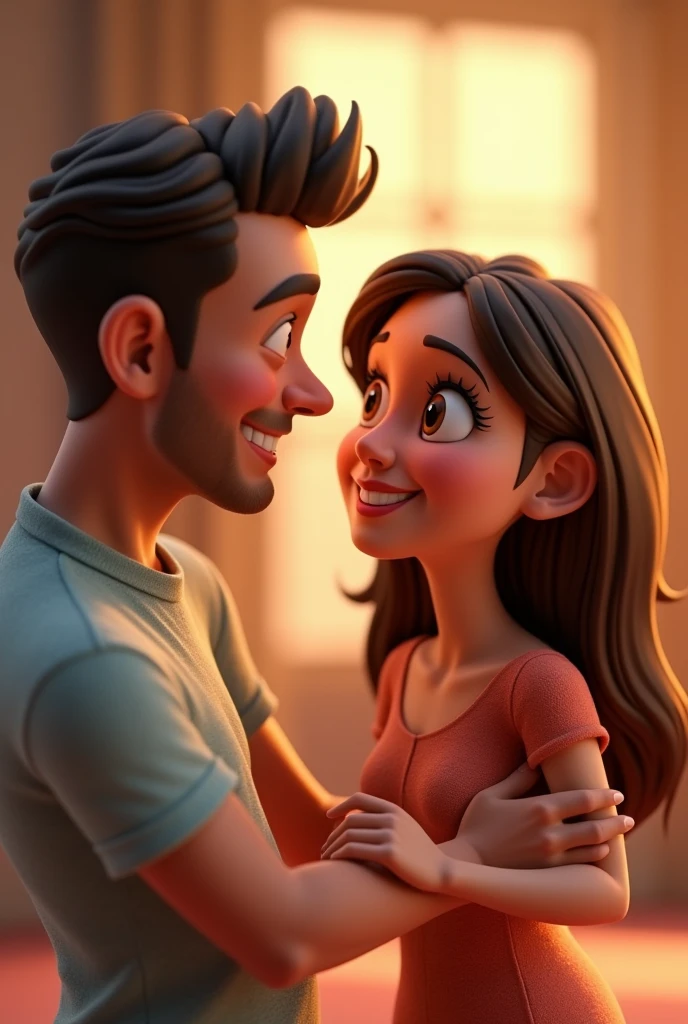 Husband saying on wife ai 3d image cartoon type realistic 