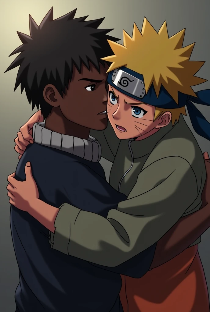 Naruto cried, with Hinata in the background hugging a black man