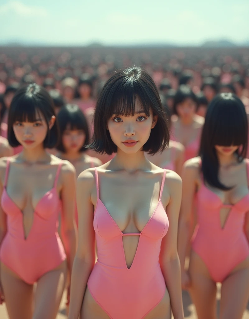 (((((Japanese Clone-girls=Myself))))), (((Super Best masterpiece Clone-girls Raw Photography Art))), (((16K, Highest quality, Ultra-high resolution, RAW Photos))), (((It&#39;s so unrealistic., With unparalleled depiction, With an unfathomable sight, An unprecedented and shocking worldview, Clone-girls: In a world of mass reproduction, Ultra-realistic))), (((Japanese Girls, Sasaki Nozomi, 28yo, Small face, Thick black hair, Medium to long hair, Dark Eyes, Mature face, Cute Smile, Smiling face, A gentle gaze, (((Very happy laughter)))))), (((Very beautiful detailed girls, Accurate body structure, Accurate body movements, Very detailed body, (((Super big breasts, Large bulge of ample breasts)))))), (((Pink swimsuit, Cleavage Emphasis, Emphasise the fullness of your breasts))), ((((((((Very detailed, Myself cloning, Depiction of splitting oneself, 1Myself girl→1,000,000,000,000,000,000,000,000,000,000Myself cloning girls)))))))), (((((((Myself clone-girlsから, Myself keeps multiplying, (Very detailed and intricate, To the exact, Flawless, (((In the same female body,With the same face, With the same hairstyle, In the same clothes, At the same height, 同じSuper big breastsである))), In a detailed depiction), 1,000,000,000,000,000,000,000,000,000,000 people))))))), (((((Myself girls only))))), (((((1,000,000,000,000,000,000,000,000,000,000Myself girls))))), (((((Very detailed depiction, Multiple or more Myselves, Physical contact, Pleasant conversation, Holding hands, Hug, walk, Turn around, Shift your gaze))))), (((Very detailed, Extremely crowded, Body-to-body contact with no gaps))), (Bright and soft light), (((((Clear and accurate perspective depiction, super wide view, Ultra-wide field of view, Focus on the average value of the image))))), A crowd of Myself filling up the horizon, From the top of a small hill, a view of a huge crowd filled with Myselves stretching to the horizon