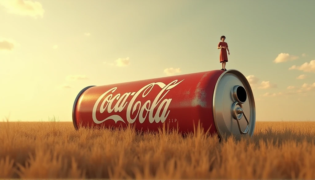 Now he creates the same boy but standing on top of the Coca Cola can to reach and touch the Pepsi button.
