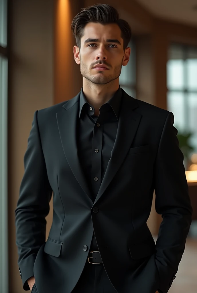 A young smart 1 man with black suit