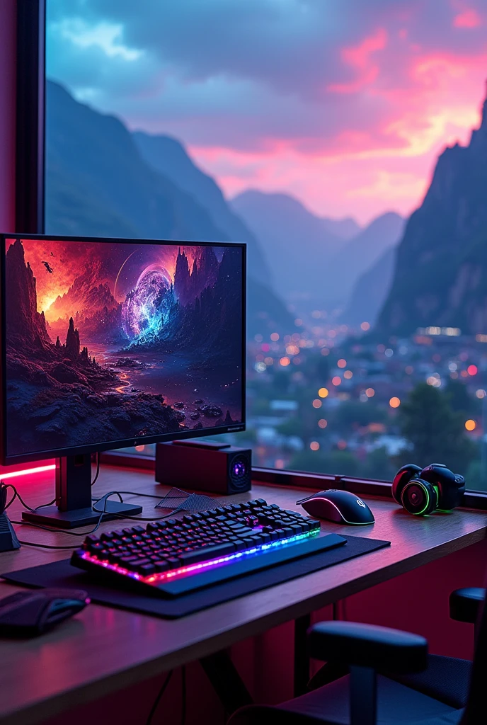 gaming satup with rgb back lightning landscape
2048 x 1152 ratio